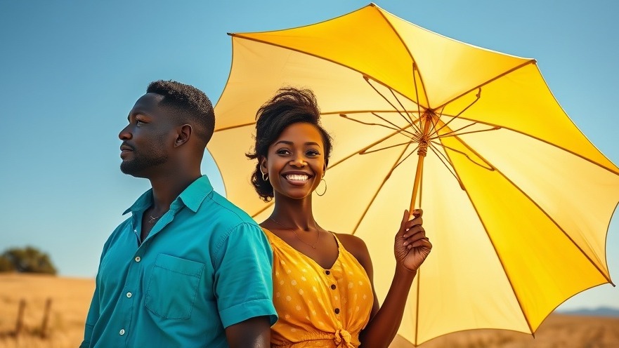 Young Black couple enjoying sunlight health benefits under a clear blue sky