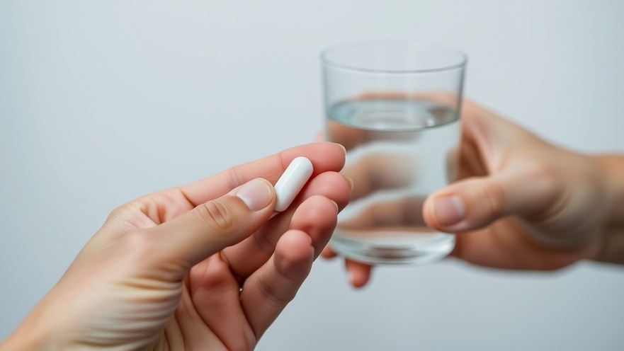 Close-up of a hand holding a white capsule for NAD supplementation, promoting health and wellness.