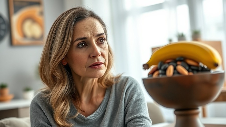 Woman discussing nutrient-rich foods for a balanced fruit diet, featuring beans and banana.