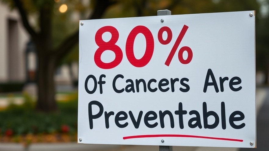 Sign stating '80% Of Cancers Are Preventable' promoting healthy eating to prevent cancer.