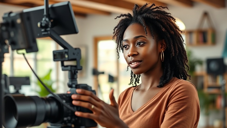 Professional Black woman sharing content creation tips in a vibrant studio.