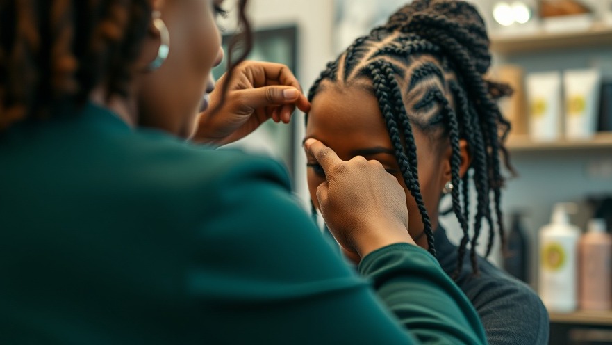 Stylish braiding hair health with eco-friendly products in an intimate salon for black women.