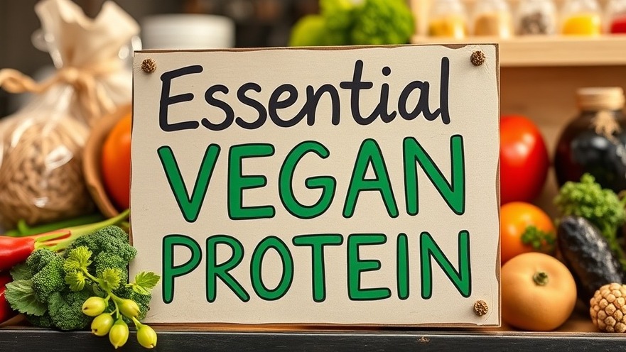 Essential Vegan Protein sign highlighting a plant-based diet's amino acids.