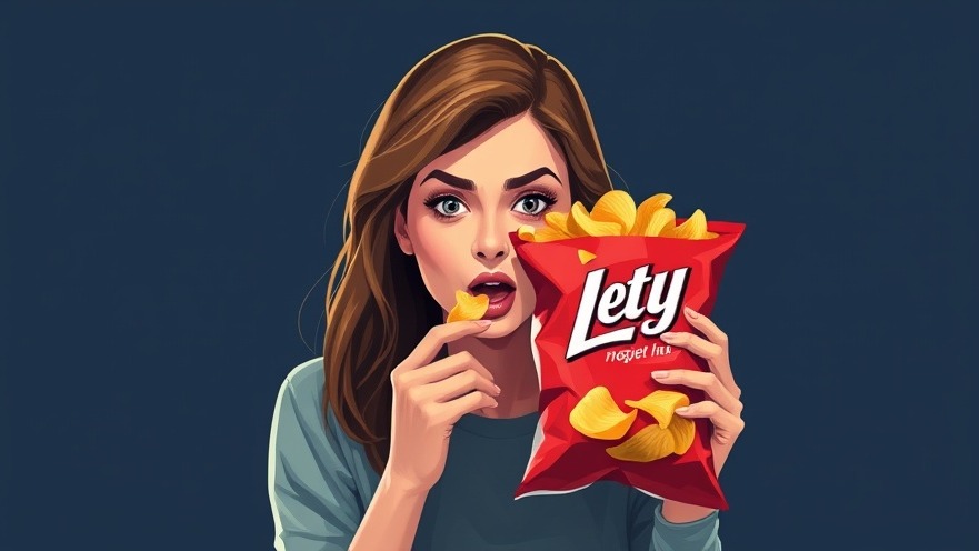A woman with a focused expression binging on potato chips, illustrating overcoming binge eating.