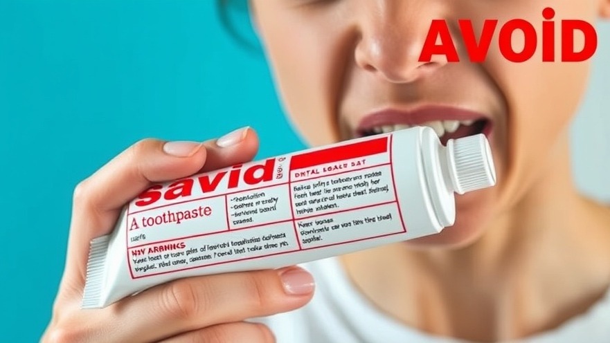 Close-up of distressed person holding warning-labeled toothpaste tube, highlighting safe toothpaste options.