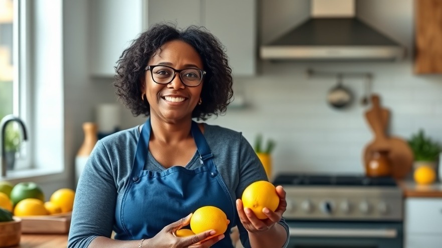Enthusiastic Black woman discussing hypertension management in a vibrant kitchen.