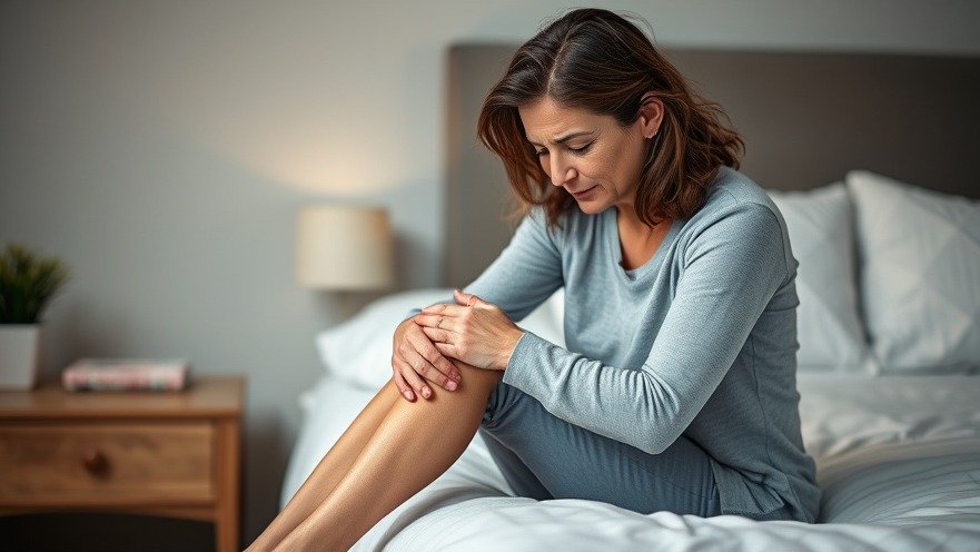 Woman easing joint pain with holistic health solutions in a bright studio.