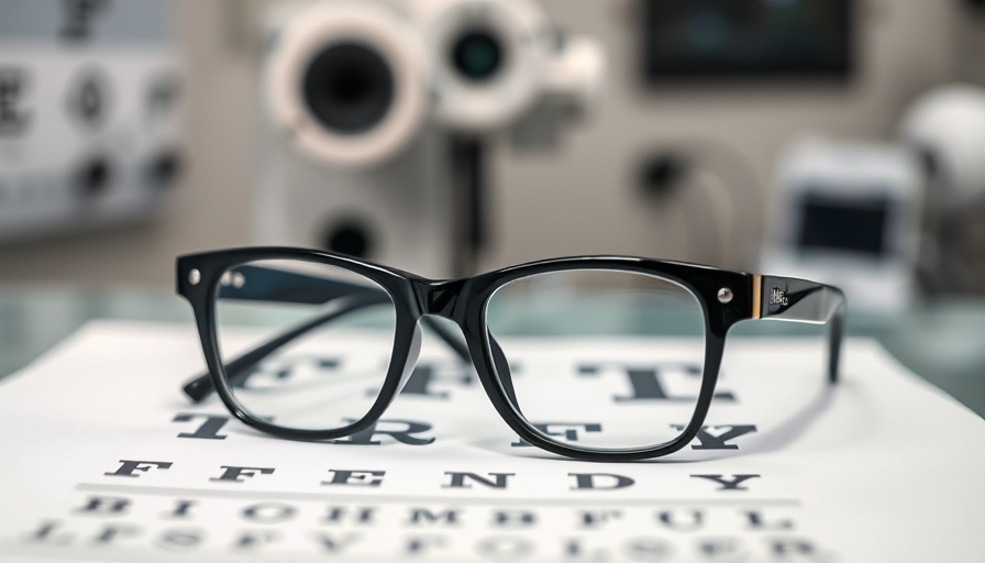 Glasses and eye chart symbolizing naturally improved eyesight.