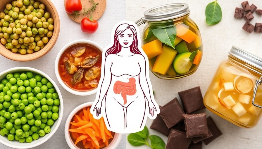Healthy foods and fertility graphic highlighting gut health.