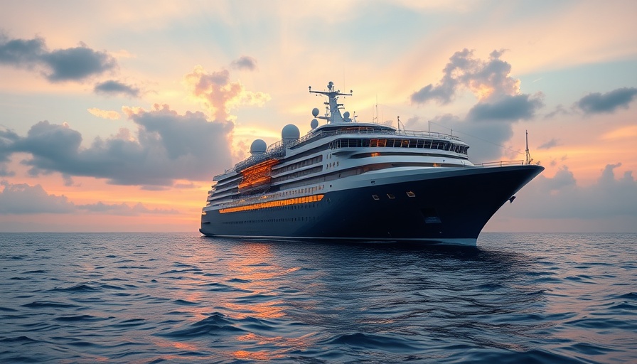Ocean Wellness cruise with Explora Journeys ship at sunset.
