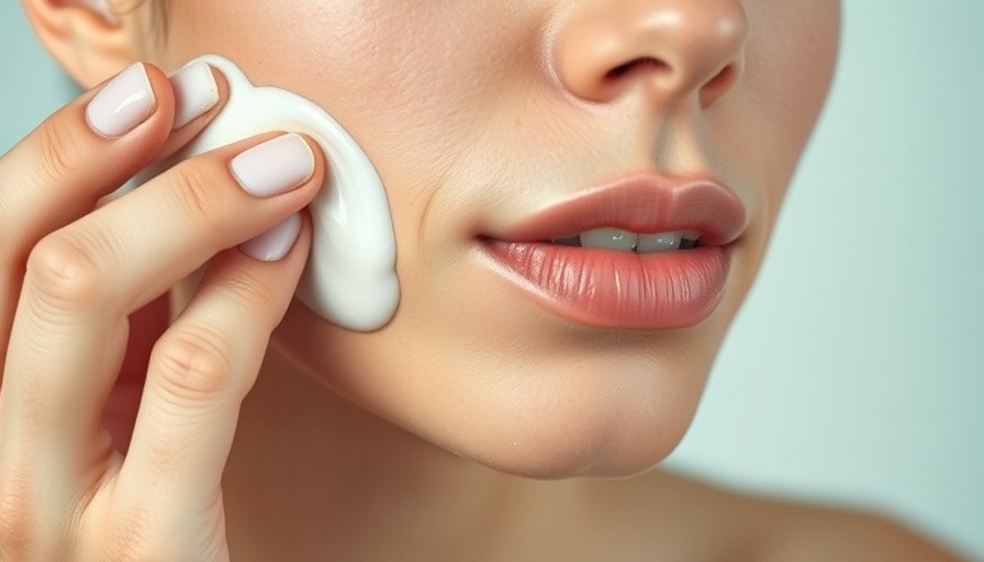 Person applying facial cleanser in double cleansing skincare routine.