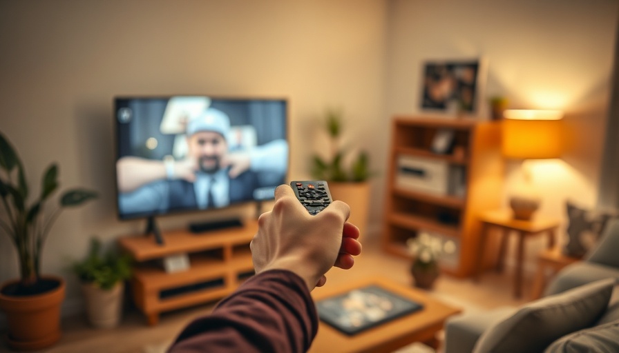 Person watching TV with remote in hand, depicting relaxation.