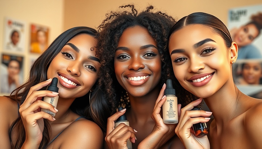 Three women showcasing medium-coverage foundations indoors.