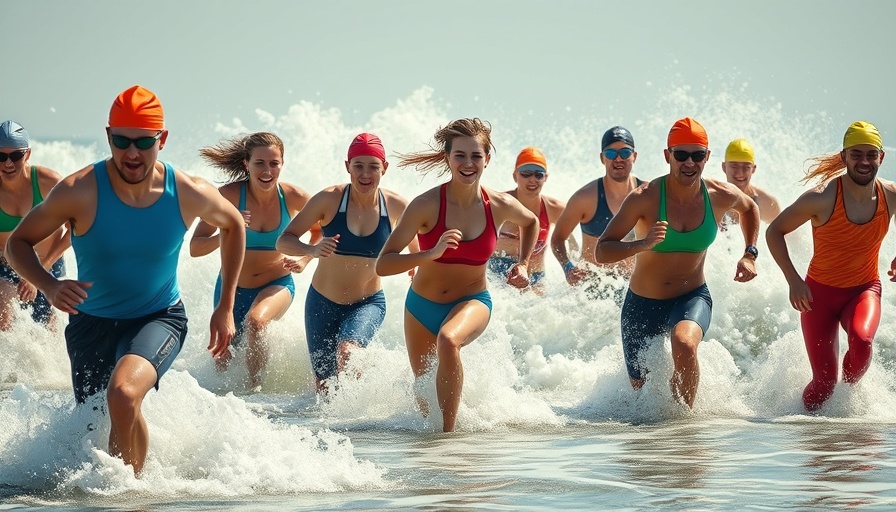 Athletes in wetsuits running through ocean waves, wellness nomadism.