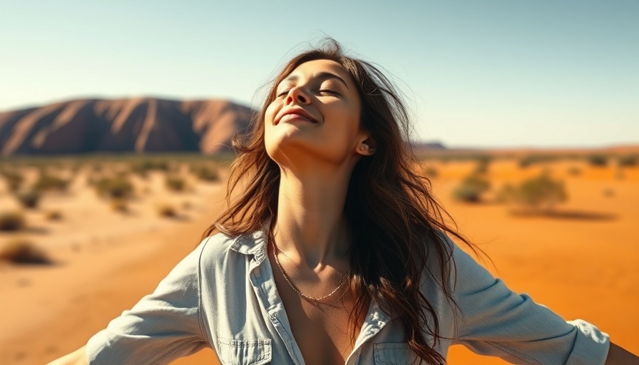 Woman enjoying sun at Australian wellness resort near Uluru.