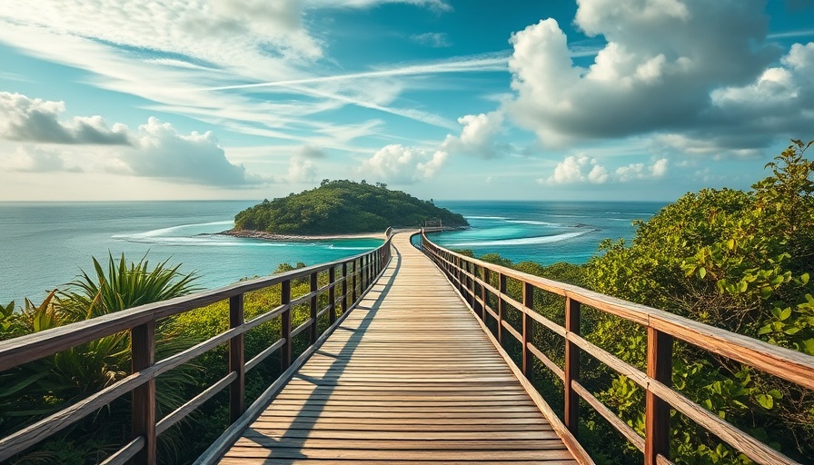 Private Island Resorts with serene boardwalk and lush greenery.