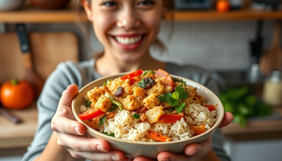 Easy rice cake stir fry recipe with vegetables in a bowl.