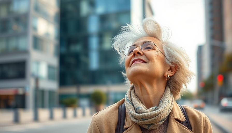 Stylish older woman embracing tranquility, living best life after 50.
