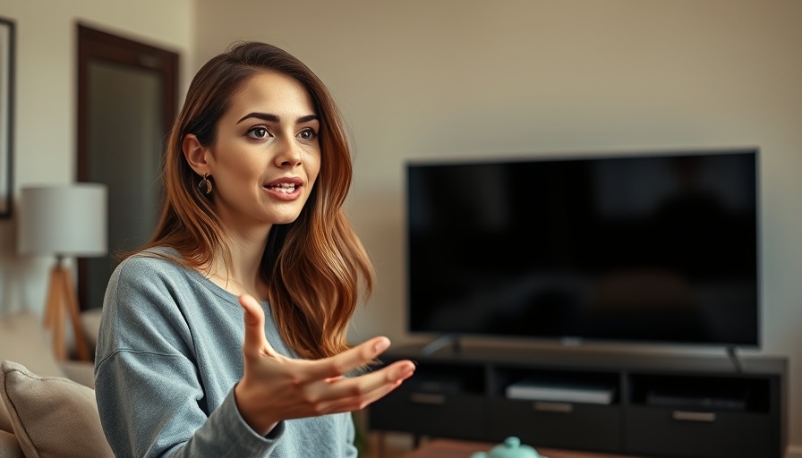 Confident young woman discussing strength over skinny, cozy setting.