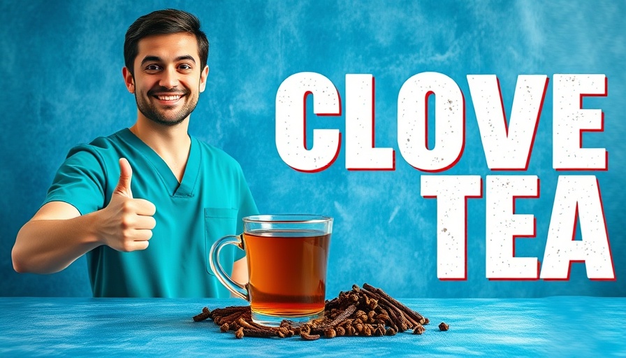 Benefits of Clove Tea highlighted with smiling man in scrubs.