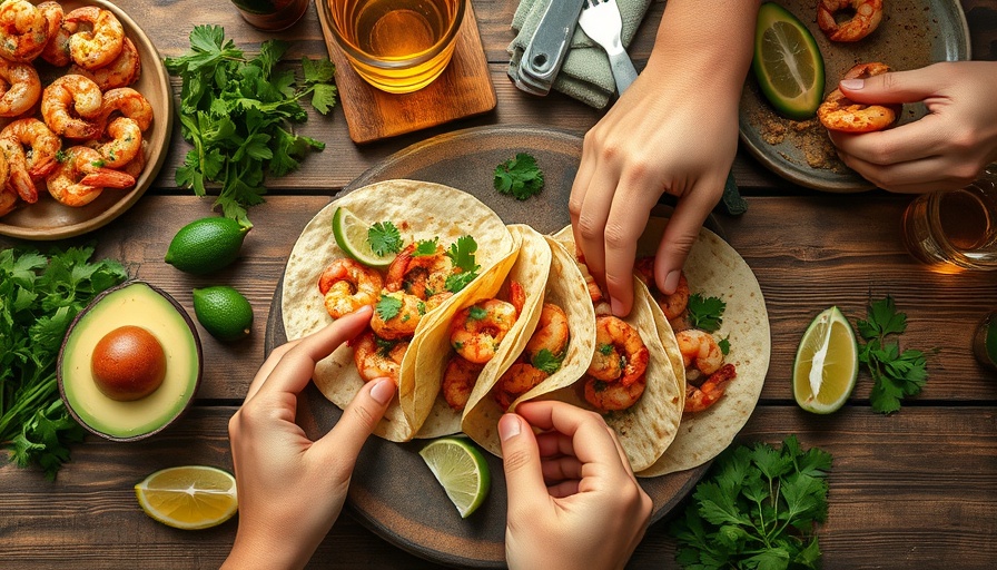 Outdoor dinner party menu ideas, rustic taco setup with fresh ingredients.