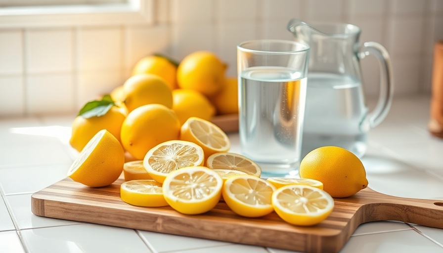 Lemons and water on a kitchen counter, best time to drink water setup