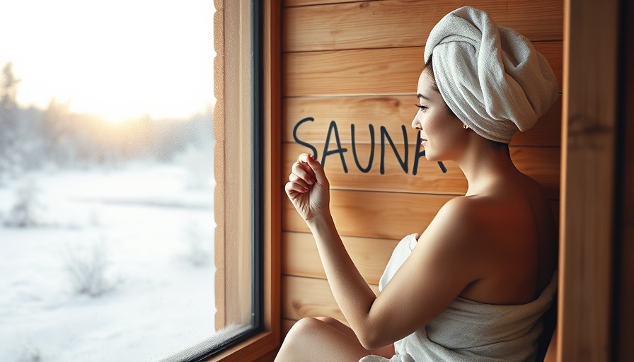 Woman writing 'SAUNA' on frosted glass in a snowy setting, global sweat bathing traditions.