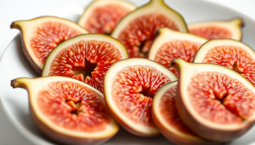 Close-up of figs with text about estrogen levels, natural beauty tips.