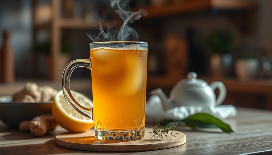 Daily health tips: Calming lemon ginger tea with visible ingredients.