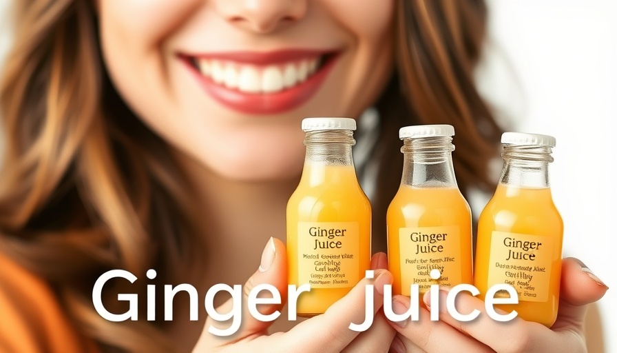 Daily health tips for women: ginger juice bottles and smiling woman.
