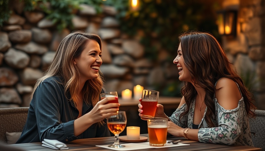 Cheerful friends engaging in conversation over dinner.