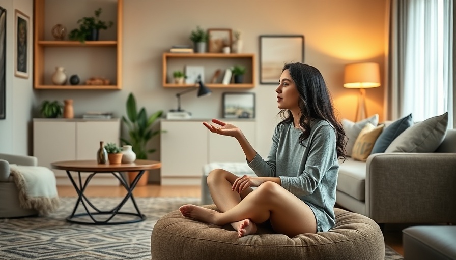 Young woman explaining how to break out of routines in a cozy living room setting.