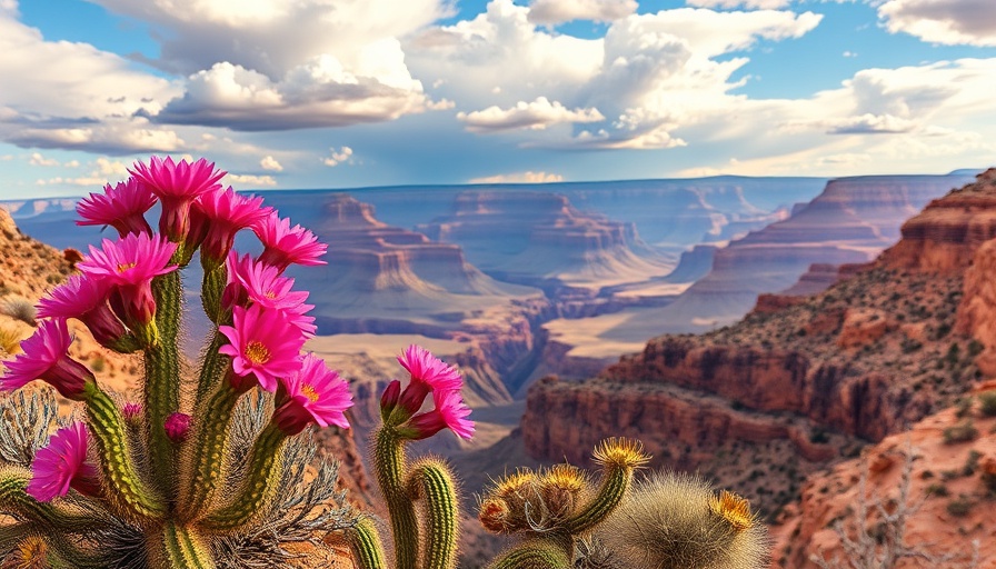 Desert cactus blooming at Grand Canyon, best travel time to Arizona