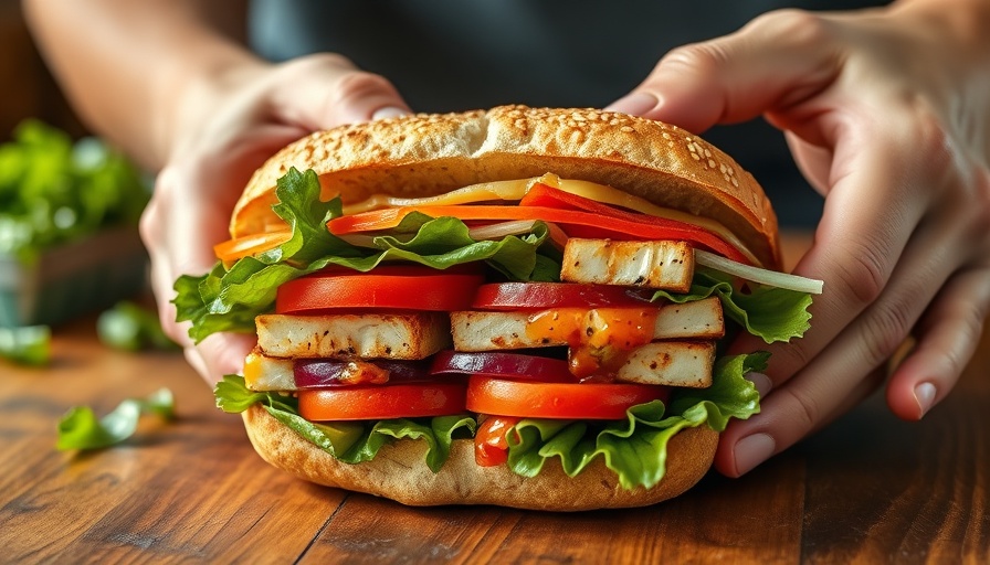 Delicious Tofu Sandwich Recipe close-up with fresh ingredients.