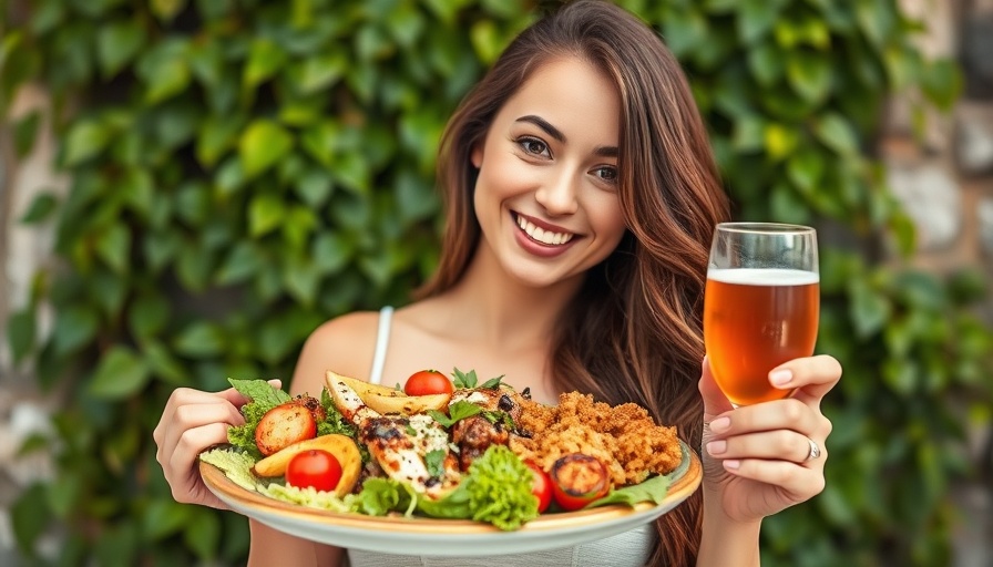 Young woman enjoying Mediterranean recipes for wellness in garden.