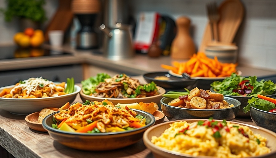 Budget-friendly plant-based meals displayed creatively in a kitchen.
