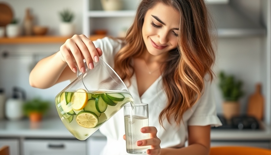 Woman pouring cucumber lemon water for summer hydration strategies.