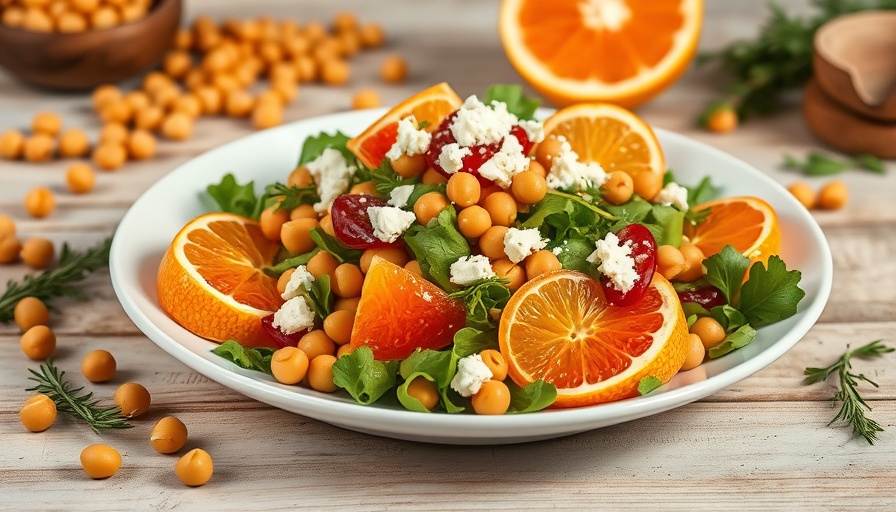 Vibrant salad with chickpeas and citrus, perfect for summer dinner ideas.
