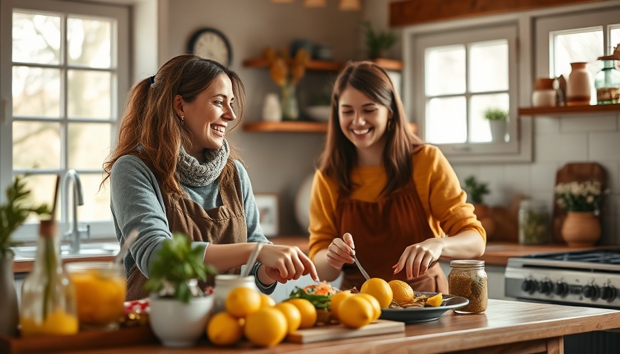 Two women in a kitchen with fresh food, high-protein lunch ideas.
