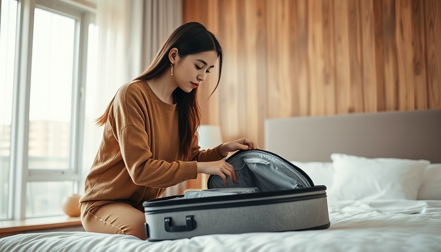Young woman packing suitcase in modern bedroom, packing essentials for frequent travelers.