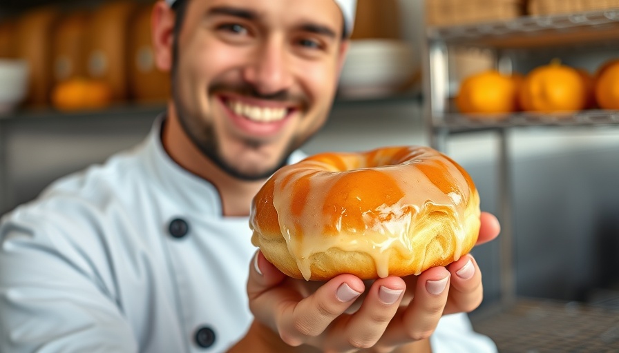 Smiling chef displays vegan honey bun, Perfect Vegan Honey Buns Recipe.