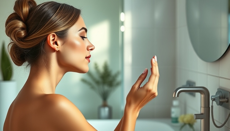 Serene young woman applying skincare in a modern bathroom, Save or Splurge Skincare.