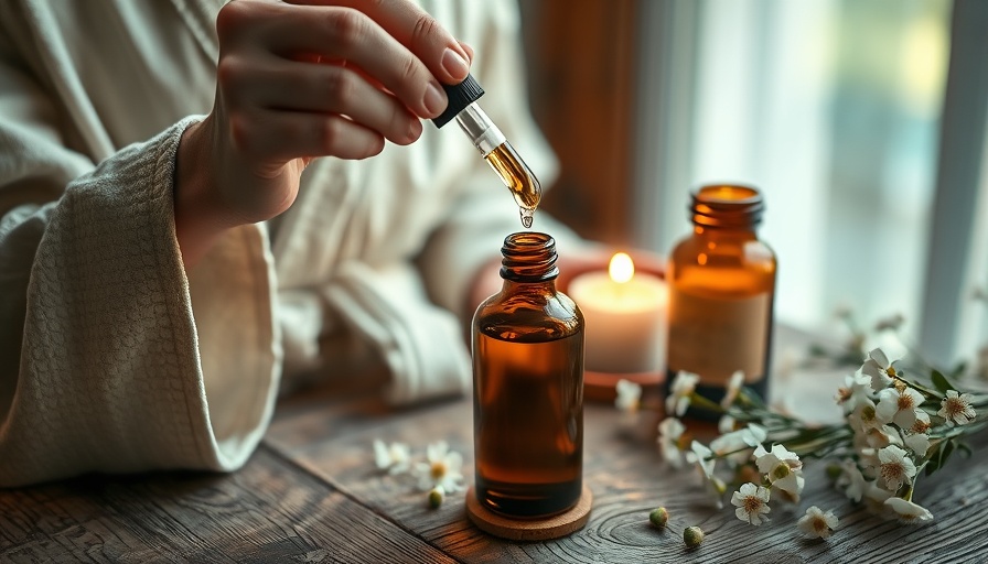 Serene scene of oil application in hotel apothecary setting.