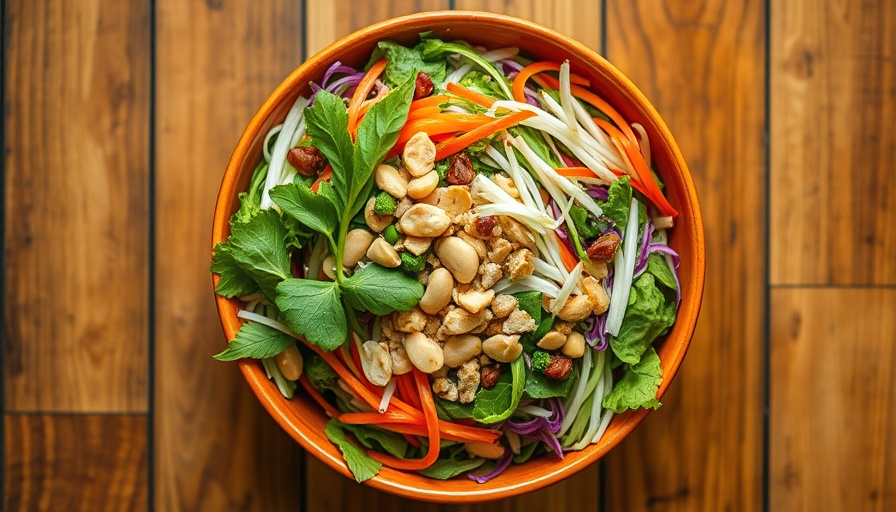Colorful Thai-inspired chopped salad with fresh greens and peanuts.