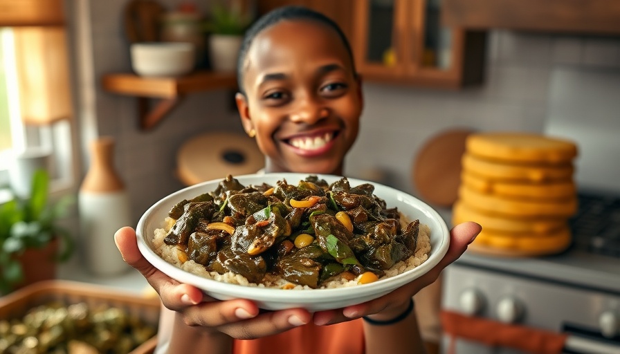 Vegan Collard Greens Recipe with cornbread in a cozy kitchen setting.
