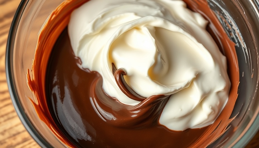 Creamy ingredients mixed for a guilt-free chocolate dessert recipe.