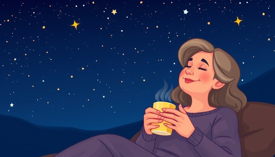 Night relaxation scene of a woman 50+ enjoying a peaceful moment with a drink.