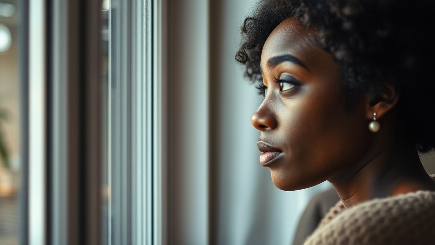 Contemplative young Black woman in a cozy indoor setting, embodying wellness and healing retreats.