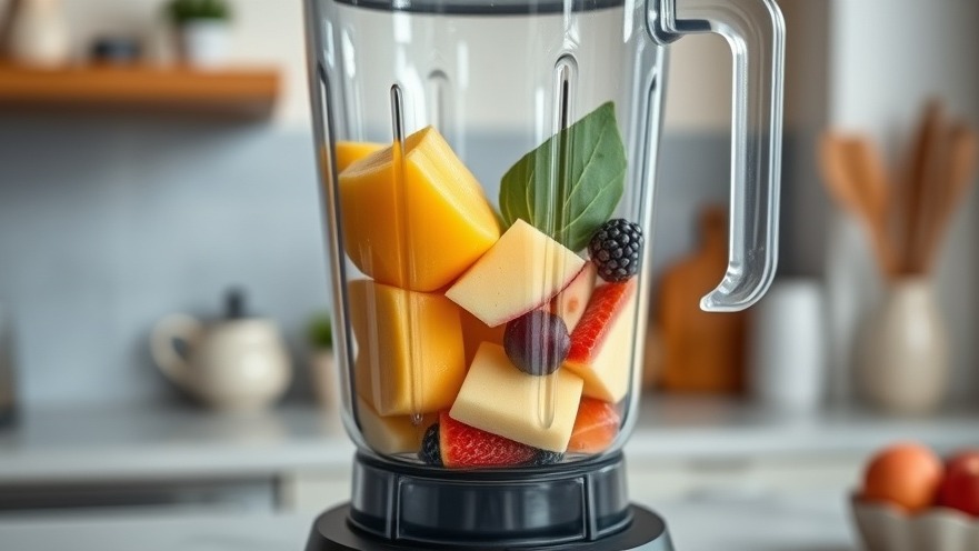 Close-up of a blender with fresh ingredients for homemade weight loss drinks.
