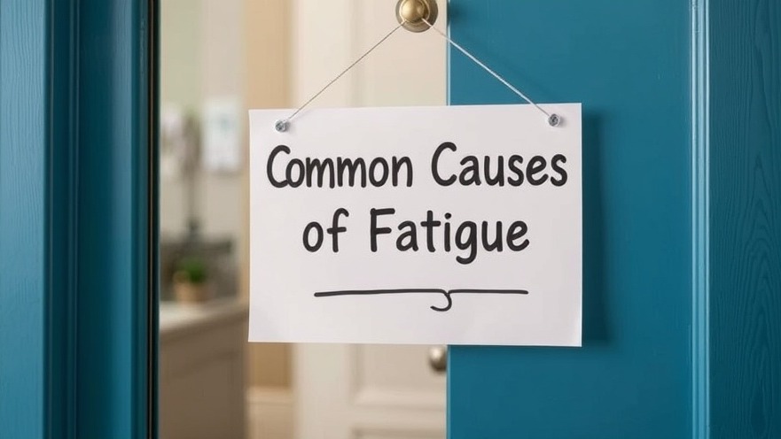 Doctor's door sign on common causes of fatigue related to sleep hygiene.